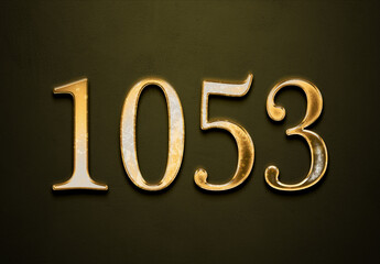 Old gold effect of year 1053 with 3D glossy style Mockup.