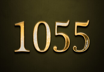 Old gold effect of year 1055 with 3D glossy style Mockup.
