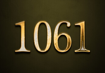 Old gold effect of year 1061 with 3D glossy style Mockup.