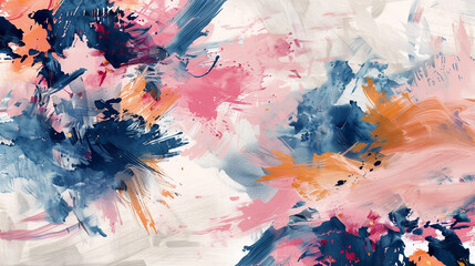 Bold strokes of rose, indigo, and ochre dancing gracefully on a seamless white backdrop.
