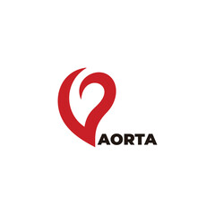 aorta heart red blood logo vector