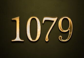 Old gold effect of year 1079 with 3D glossy style Mockup.