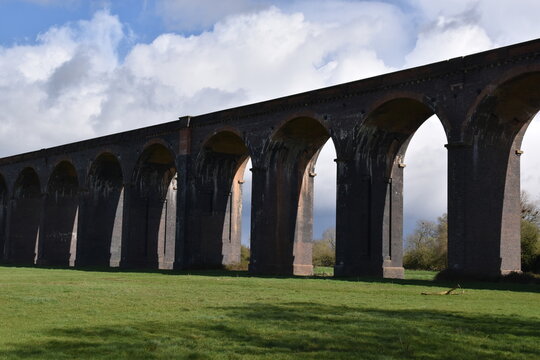 the arches of the harringworth viaduct (or welland viaduct) one of the longest railway viaducts across a valley in the uk