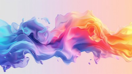 Abstract Wave Liquid Shape, Colorful 3d Flow Design, Trendy Rainbow Gradient in Pastel Colors for Wave Poster, Flyer, ModernIllustration, Creative Wave Template with Rainbow Fluid Elements