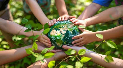 Colorful hand as unity, humanity in differs difference, concept of heal the world, banner for nature world