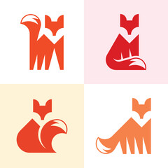 Set of Fox logo. Icon design. Template elements