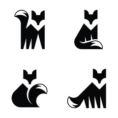 Set of Fox logo. Icon design. Template elements