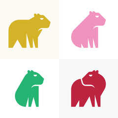 Set of Capybara logo. Icon design. Template elements