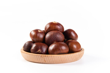 roasted chestnut isolated on white background.