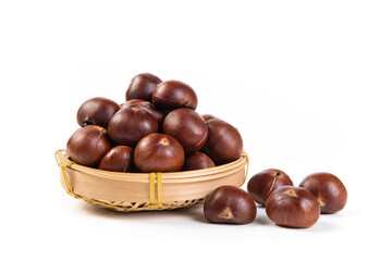 roasted chestnut isolated on white background.