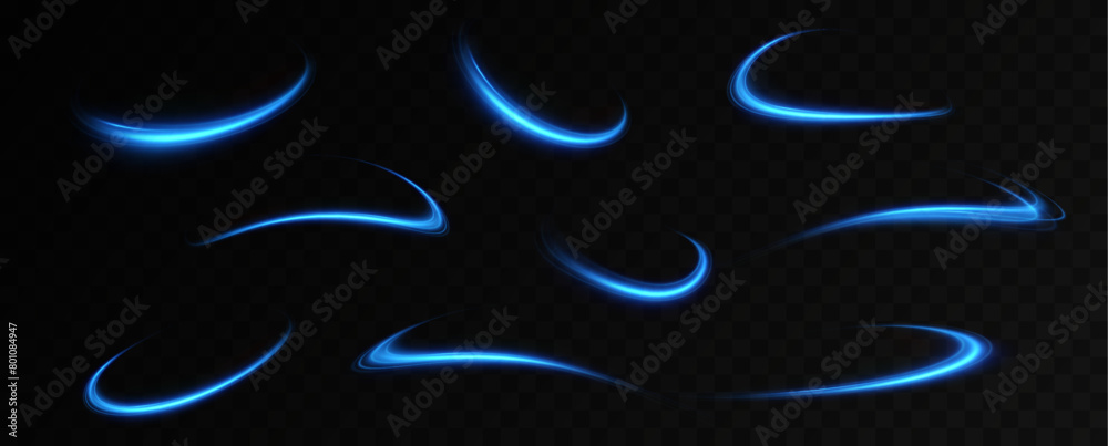 Poster abstract light lines of movement and speed in blue. neon lines of blue speed. dynamic traces of ligh