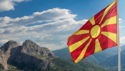 The Flag of North Macedonia - obrazy, fototapety, plakaty