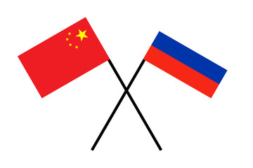 Flags friend country China and Russia