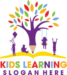 kids learning kids daycare kids colorful logo with editable vector file