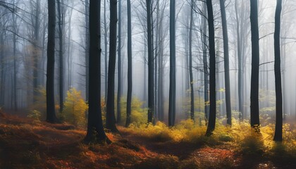 Misty Woods: A Journey Through the Autumnal Landscape