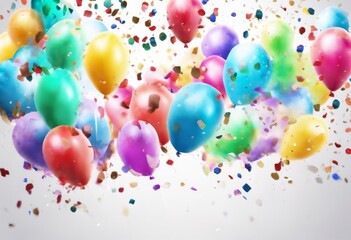 'desgin colorful textspace ballons transparent background isolated watercolor framing confetti birthday balloon celebration party frame decoration holiday christmas design illustration card fun'