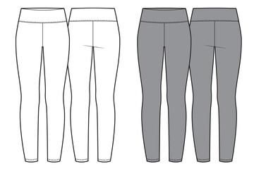 Woman's leggings with wide belt, white and grey