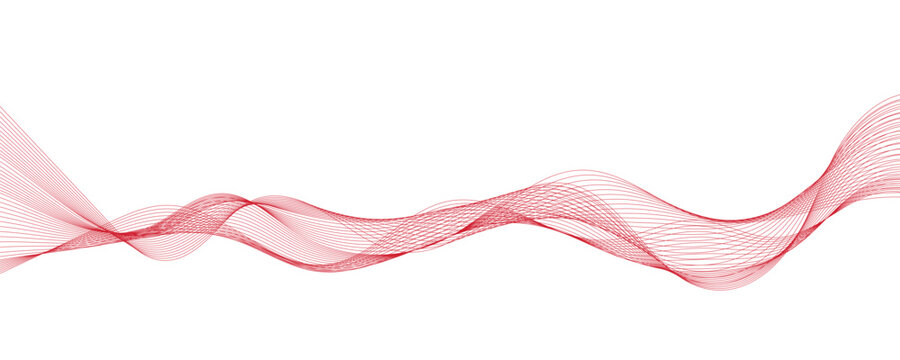 Vector abstract red background with dynamic red waves, lines and particles.	
