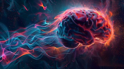 Brainwave Symphony, Concept art of a human brain exploding with knowledge and creativity. generative ai