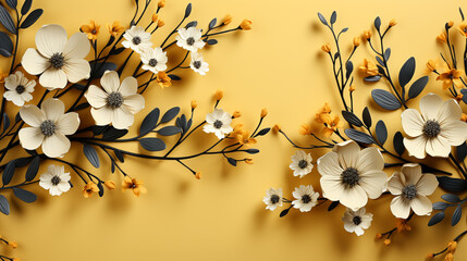 Floral pattern design on yellow background