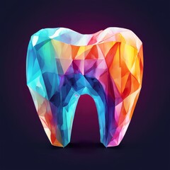 Abstract illustration of a bright tooth with low polygons AI generated