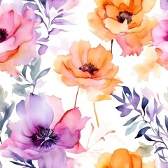 Abstract floral art background template Botanical watercolor AI generated