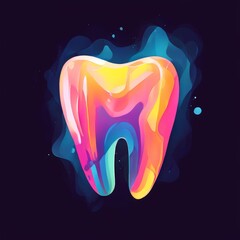 Abstract illustration of a bright tooth with low polygons AI generated