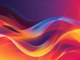 A vibrant wave of colors, from electric blue to magenta, on a dark purple background resembling a geological phenomenon in art. The pattern and graphics are reminiscent of a mesmerizing font