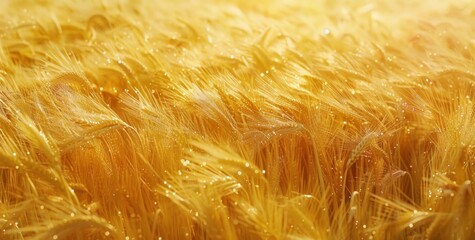 Fototapeta premium A field of golden wheat with a misty, hazy look to it