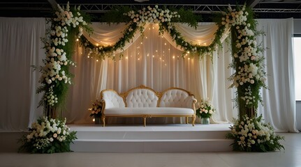 colorful decoration red wedding arch for a European wedding.generative.ai 