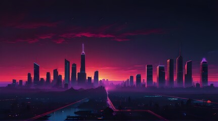 Synthwave Utopia: A Distant Cyber City's Glow.generative.ai 