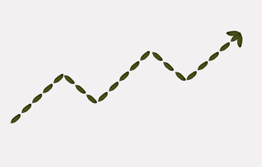 Graph In White Background . green Leaves energy graph In White Background . Graph made of leaves 