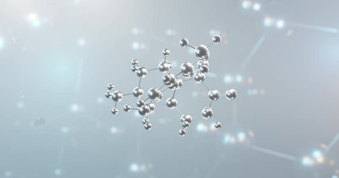 Hydrocodone rotating 3d molecule, molecular structure of opiate agonist, seamless video