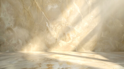 Beige studio lighting. Soft beige neutral 3d studio background marble background. Generative AI.