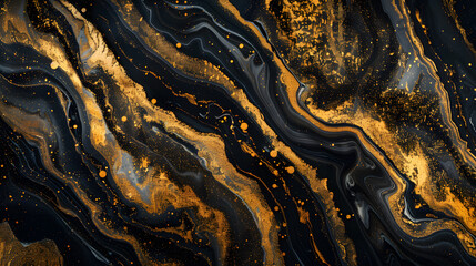 Black and gold marble texture design for packaging, cover, brochure, poster, wallpaper, presentation, marble background. Generative AI.