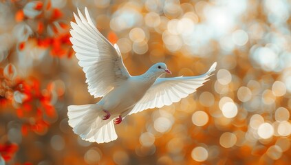 White dove in flight