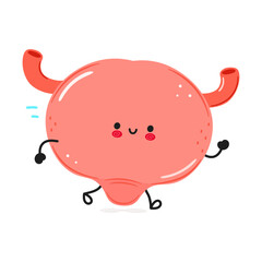Cute funny running Bladder. Vector hand drawn cartoon kawaii character illustration icon. Isolated on white background. Run Bladder concept