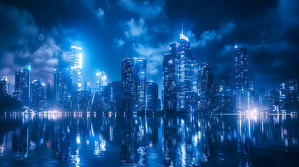 Moderne Skyline in der Nacht
