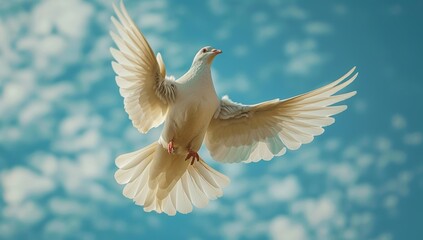 White dove in flight