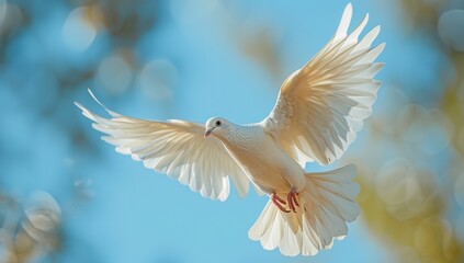 White dove in flight