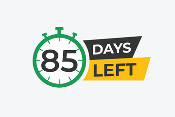 85 days to go countdown template. 85 day Countdown left days banner design. 85 Days left countdown timer