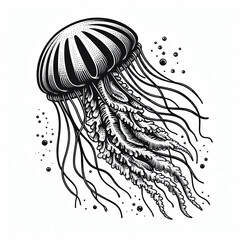 illustration of jellyfish - obrazy, fototapety, plakaty