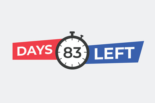 83 days to go countdown template. 83 day Countdown left days banner design. 83 Days left countdown timer