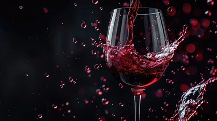 Cheering red wine with splash coming out of glass isolated