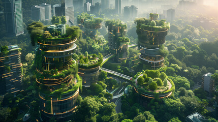 Harmonious Blend of Futuristic Smart City and Sustainable Green Spaces