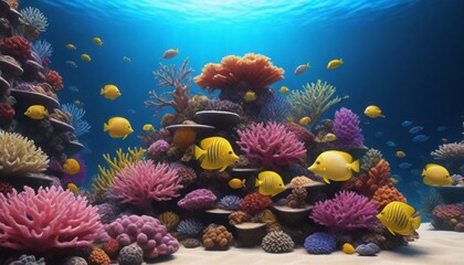 Fototapeta na wymiar 3D Model Scenic Photorealistic Vibrant Underwater (4)