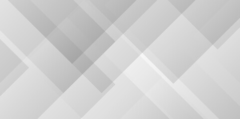 Abstract white and gray background design with layers of textured white transparent material in triangle and squares shapes. White color technology concept geometric line vector background.