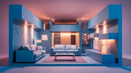 Modern luxury interiors designs. Empty painted wall.dark accent furniture and blank background.Bedroom interior trend 2024 year Modern luxury apricot room interior home designs