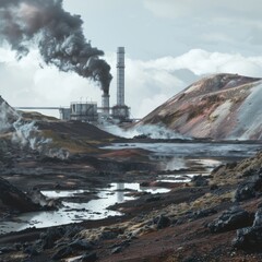 Fototapeta premium smoke from the chimney of plant