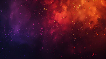 Abstract dark grainy gradient background with red, orange, and purple glowing spots and noise-making texture - Powered by Adobe